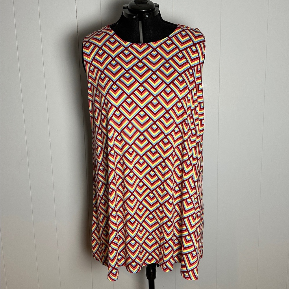 Geometric Patterned Sleeveless Dress - Multicolor